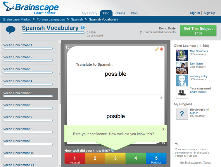 brainscape-large App Profile: Spanish Vocabulary