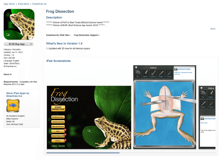 TeachThought App Of The Day: Frog Dissection