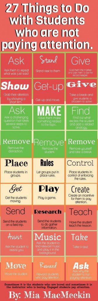 27 Ways To Respond When Students Don't Pay Attention infographic