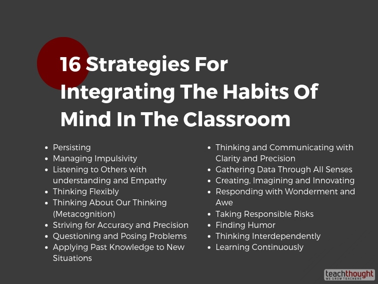 16 strategies for integrating the habits of mind in the classroom