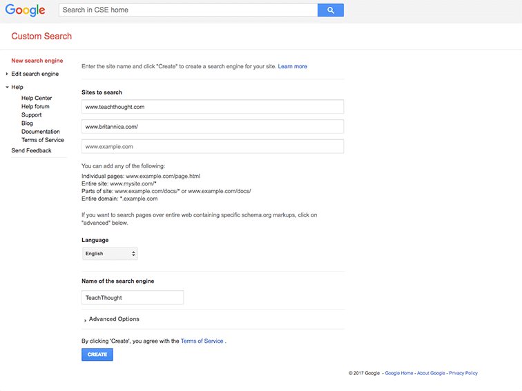 create a custom google search engine