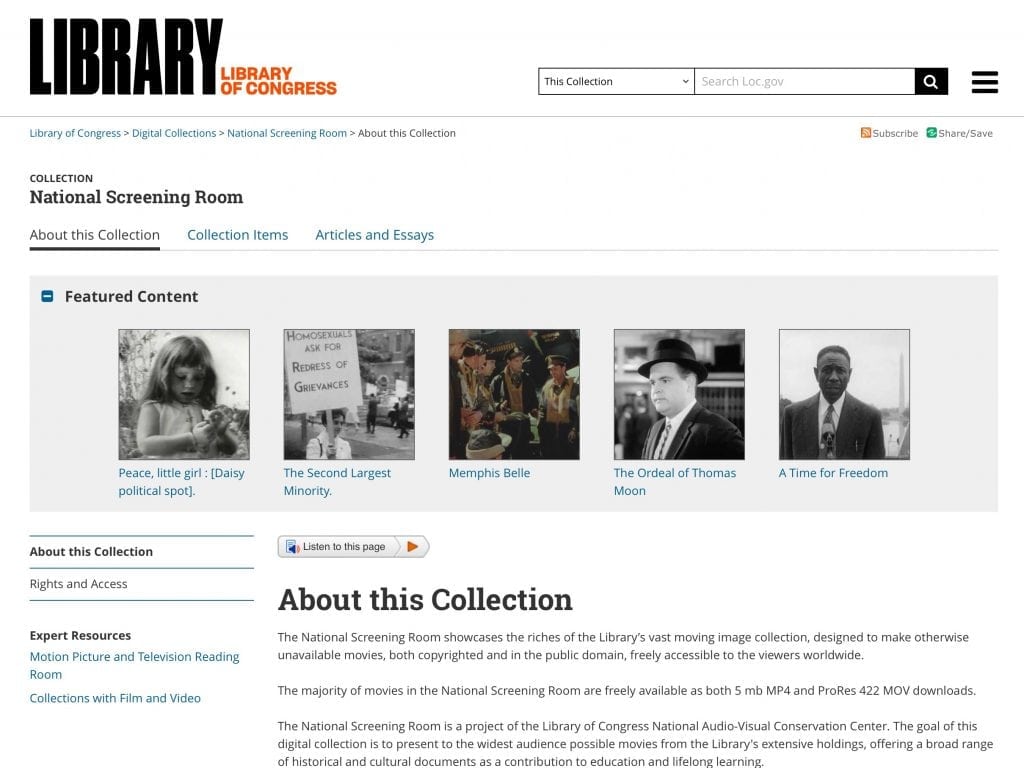 The Library Of Congress Launches Resource To Stream Motion Pictures