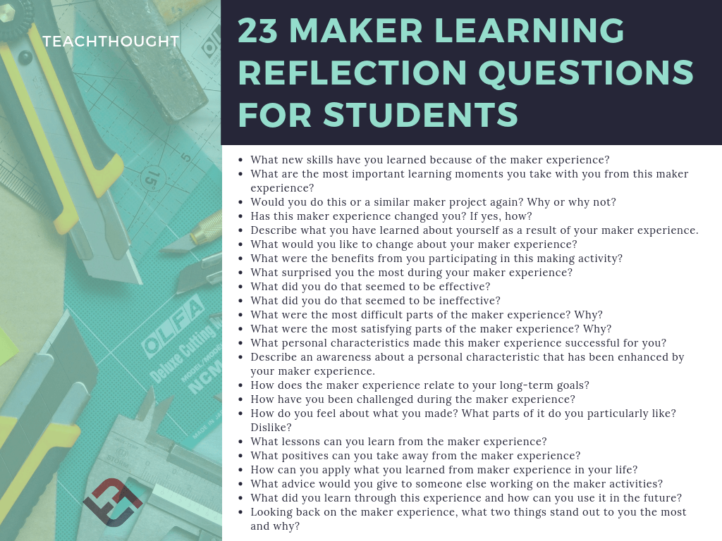 23 maker learning reflection questions for students