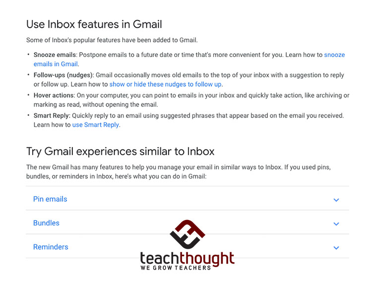 use inbox features in gmail