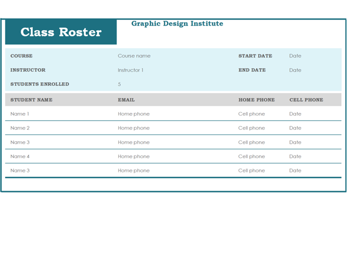 graphic design institute class roster