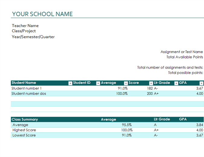 google excel template