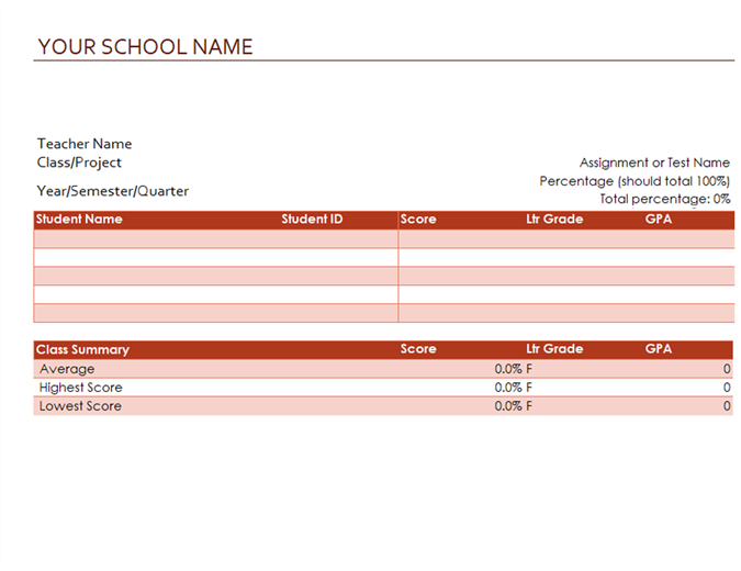 gradebook template