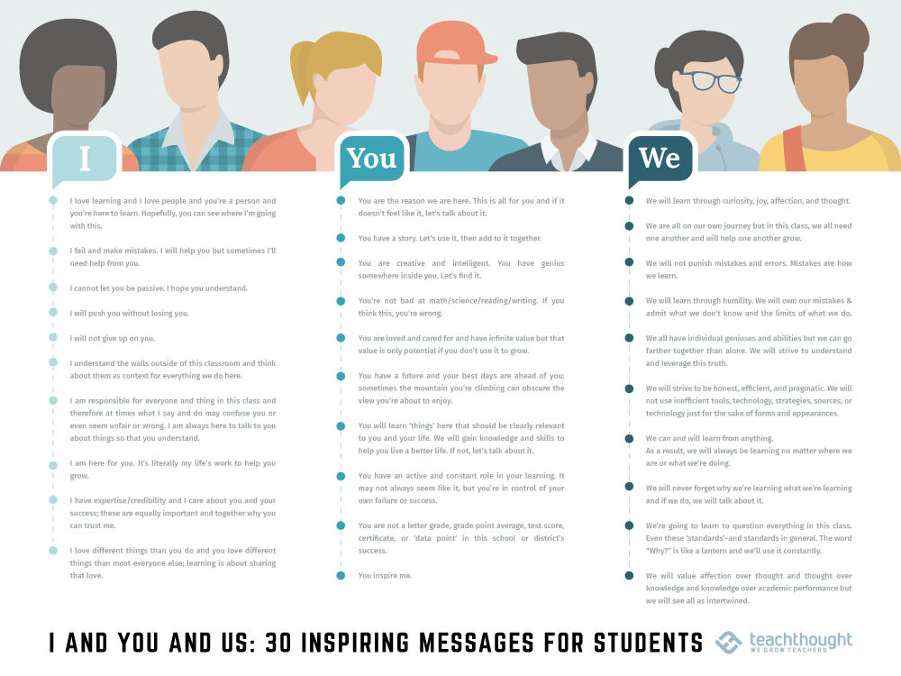 I And You And Us: 30 Inspiring Messages For Students -