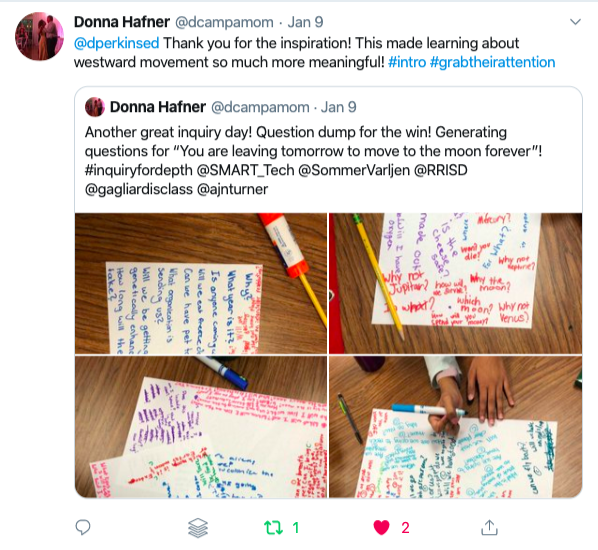 Image of Tweet with student work samples