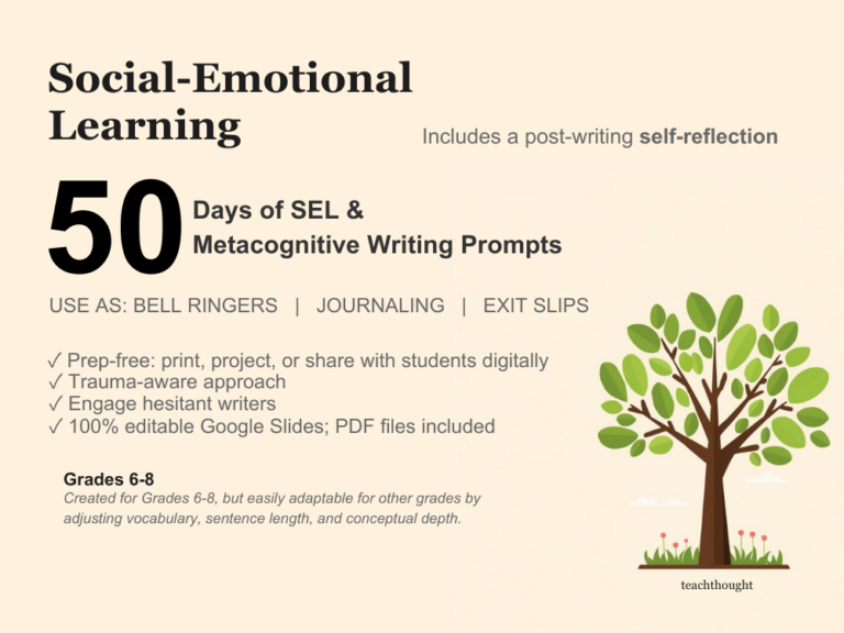 SEL Journal Prompts Middle School | 50 Metacognitive Writing Prompts | CASEL