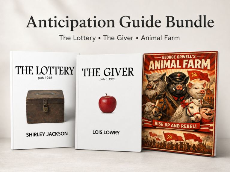The Lottery, The Giver, and Animal Farm Anticipation Guide Bundle